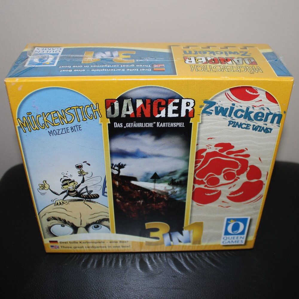 3/$77❤️Queen Games 3-in-1 Mozzie Bite, Danger, Pince Wins~ German & English Game